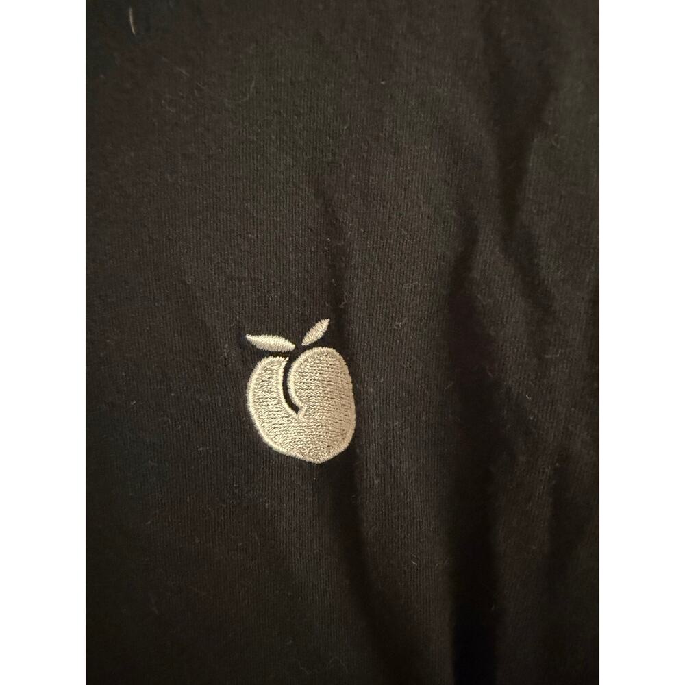 American Apparel Black T-Shirt 2XL Embroidered Peach Logo 100% Cotton - Picture 4 of 6